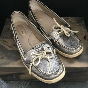 Silver Sperry Topsider Flats